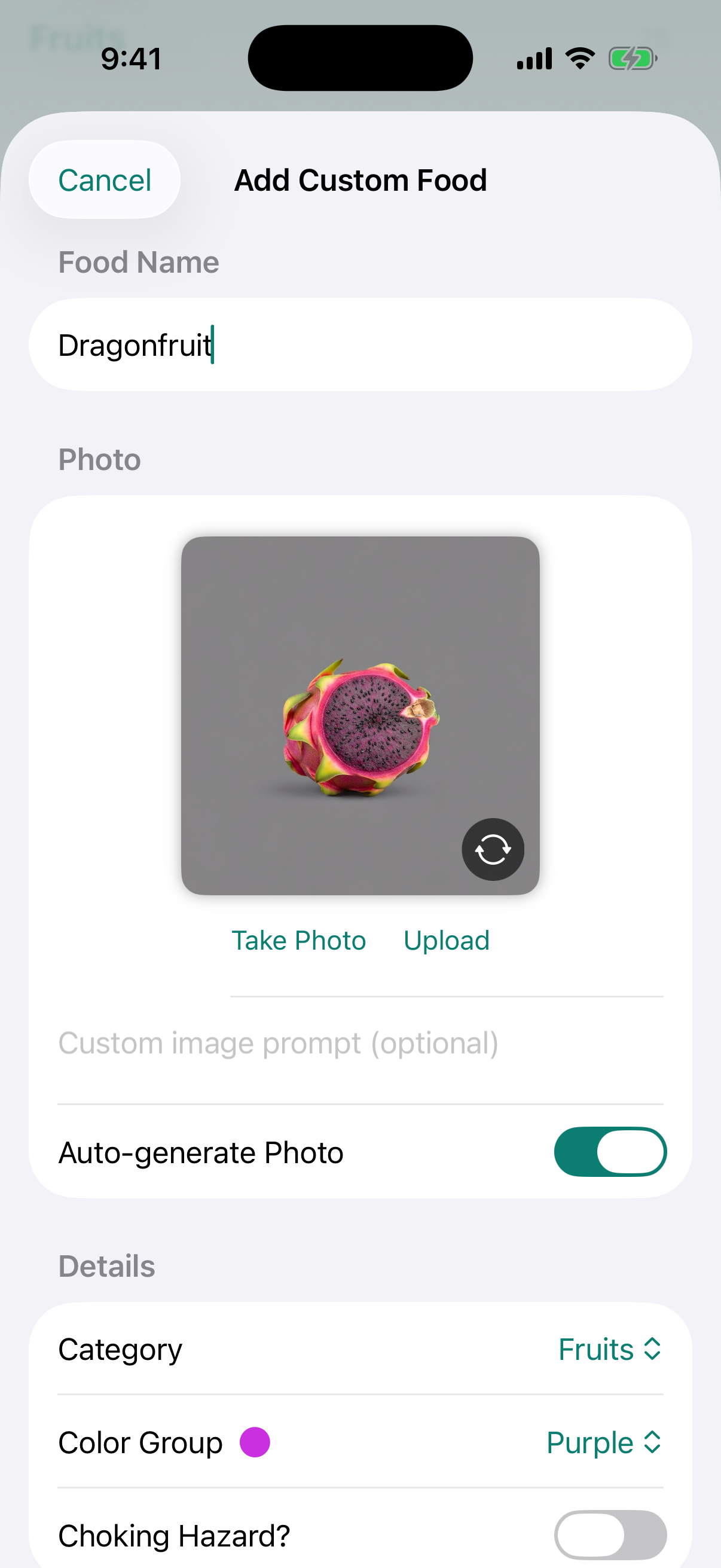 Add Custom Food to Database