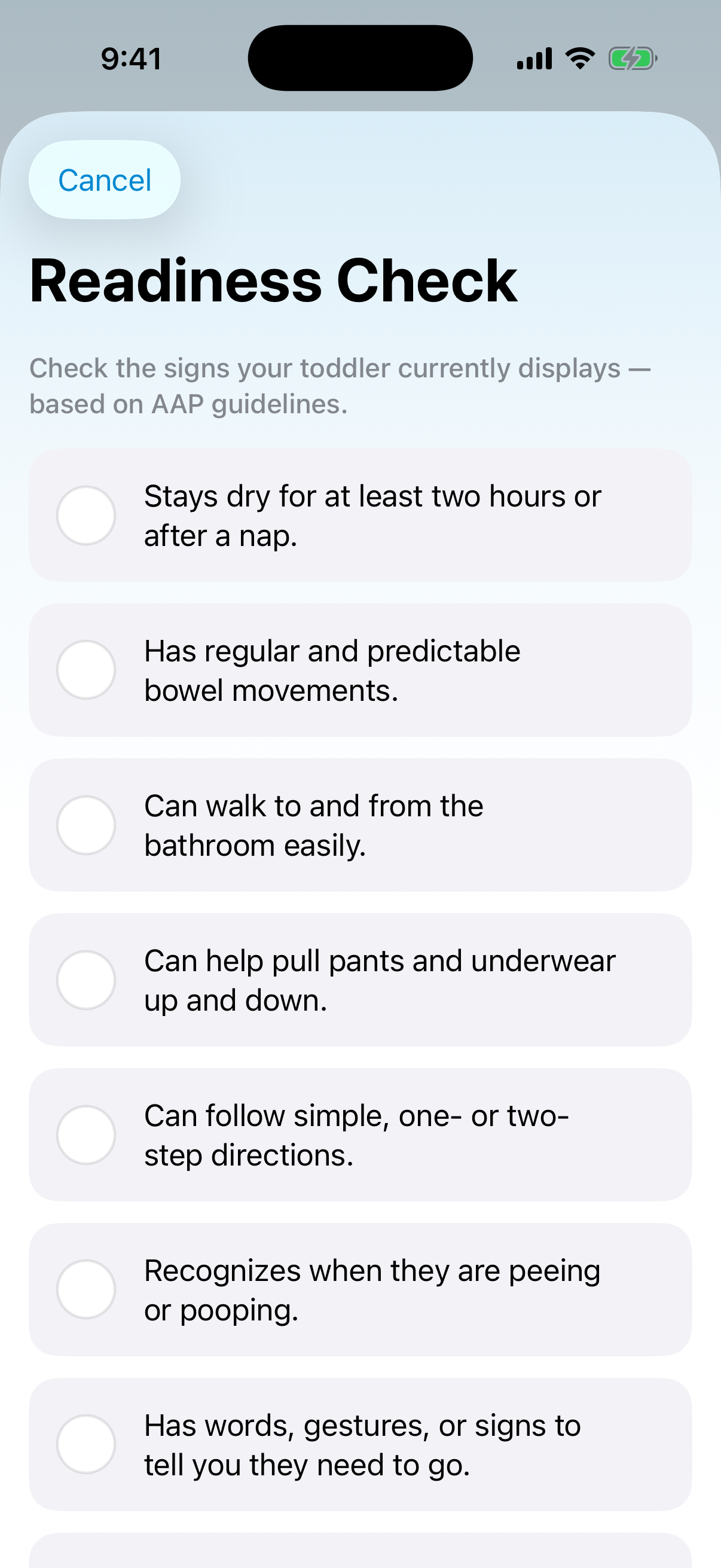 Potty Readiness Assessment