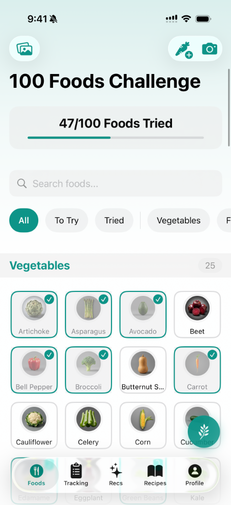 100 Foods Challenge Dashboard