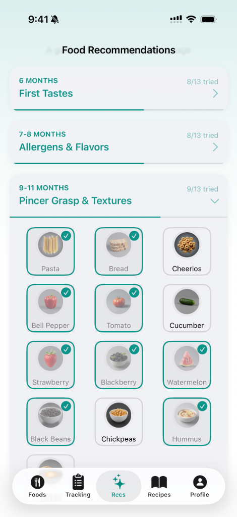 Stage-Based Food Recommendations